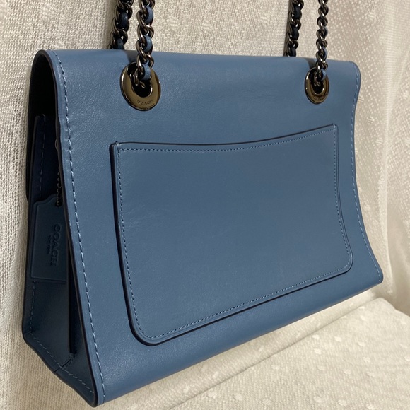 *SOLD*Coach Parker Slate Blue Leather Shoulder Bag - Picture 6 of 17